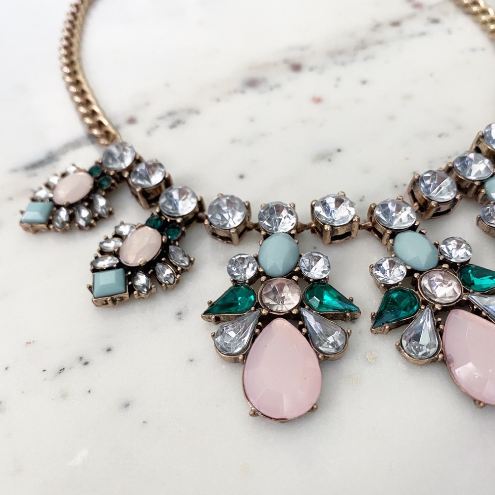 "Elise" Necklace || Pink & Clear Crystal Statement - Picture 8 of 13
